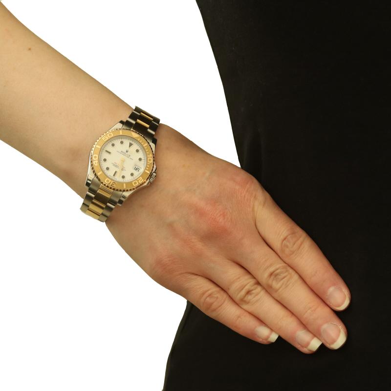 Women's Rolex Midsize Yacht-Master Ladies Watch 168623 Stainless & 18k Gold 1 Yr Wnty For Sale