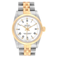 Rolex Midsize Yellow Gold Steel White Dial Ladies Watch 67513