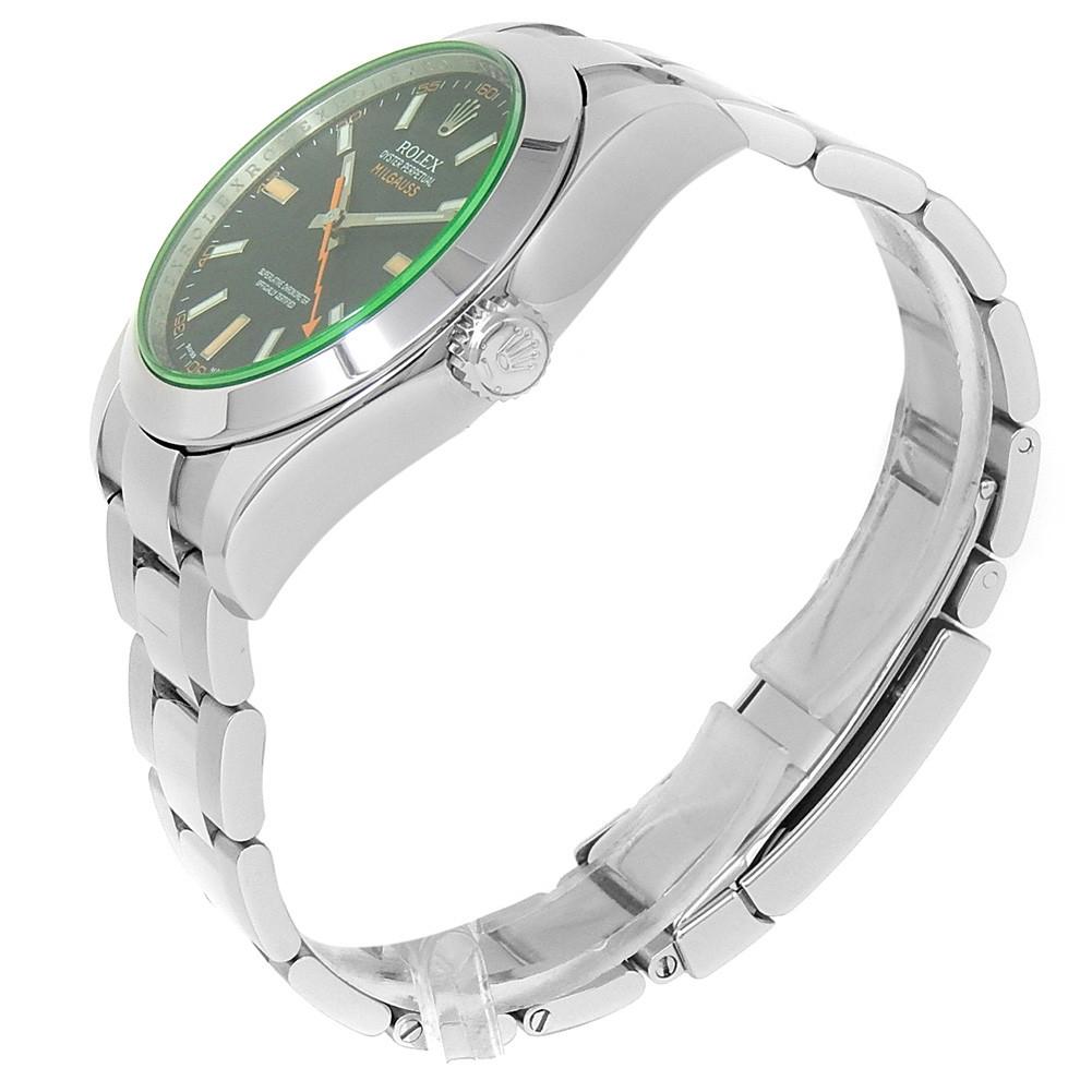 Rolex Milgauss 116400, Green Dial, Certified and Warranty In Excellent Condition In Miami, FL