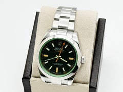 Rolex Milgauss 116400 Black Dial Green Crystal Stainless Steel 40mm