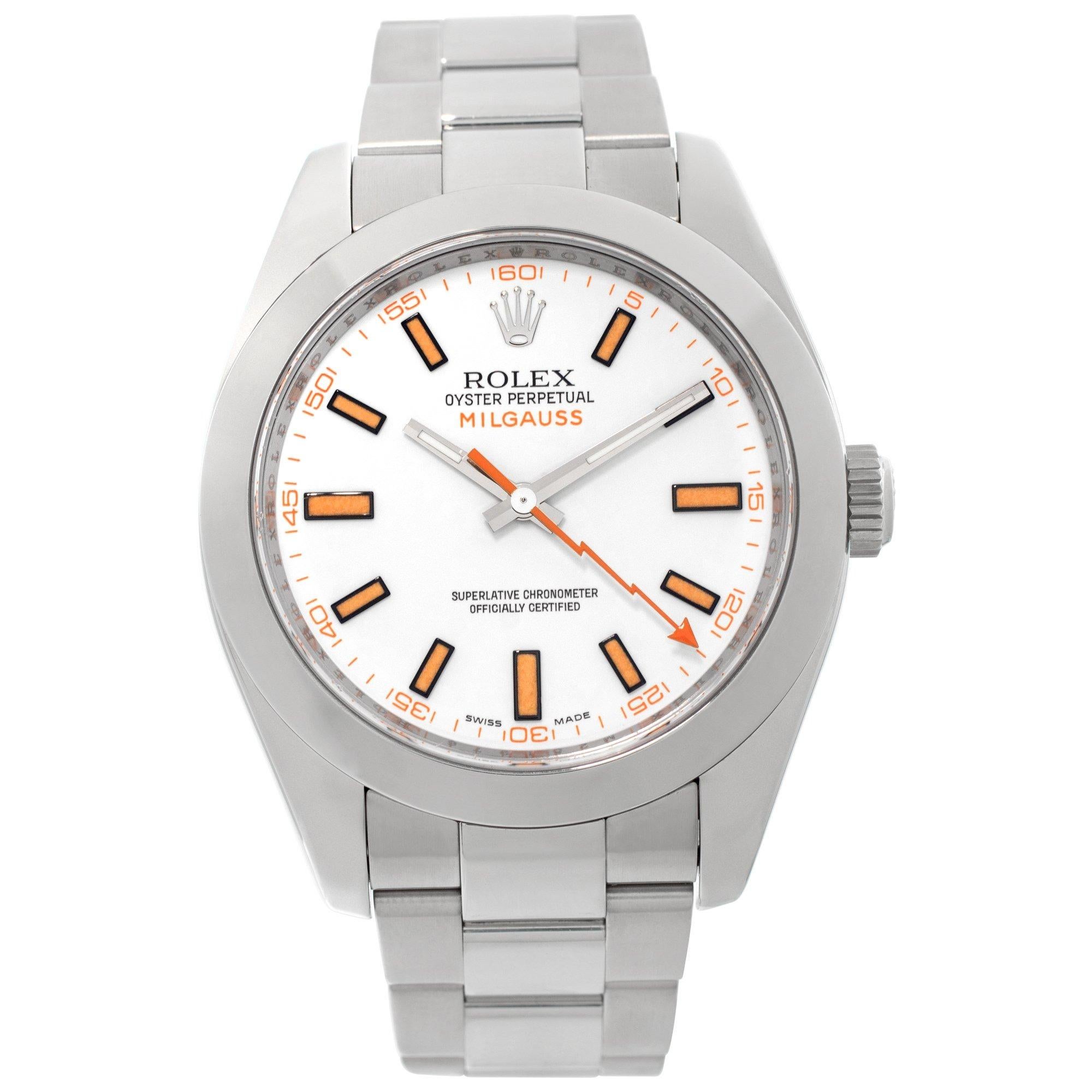 Rolex Milgauss 116400 in Stainless Steel with a White dial 40mm Automatic watch For Sale
