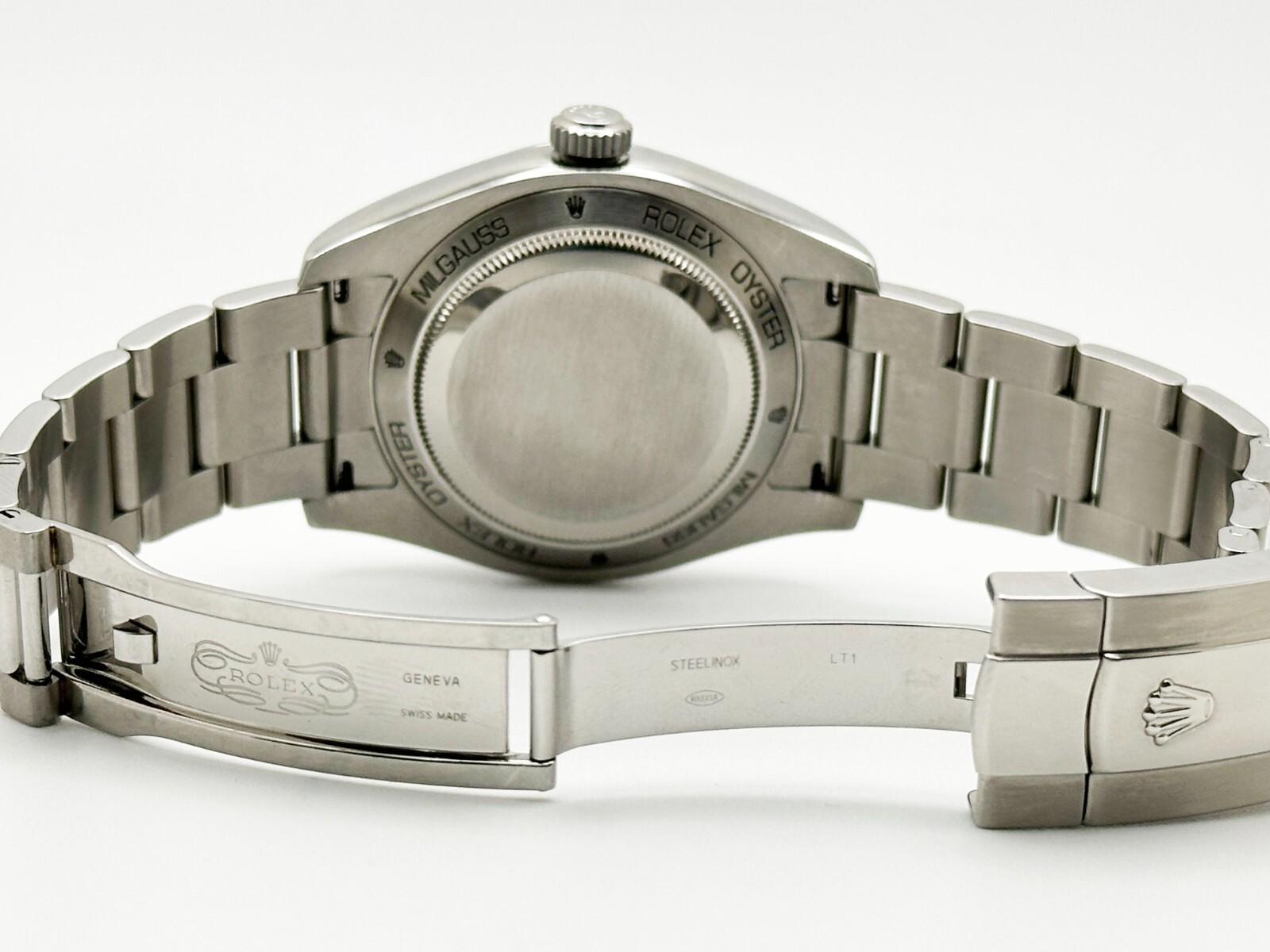 Style Number: 116400



Serial: V52****



Year: 2008

 

Model: Rolex Milgauss

 

Case Material: Stainless Steel

 

Band: Stainless Steel

   

Bezel: Stainless Steel

   

Dial: White

 

Face: Sapphire Crystal

 

Case Size: 40mm

 

Includes:
