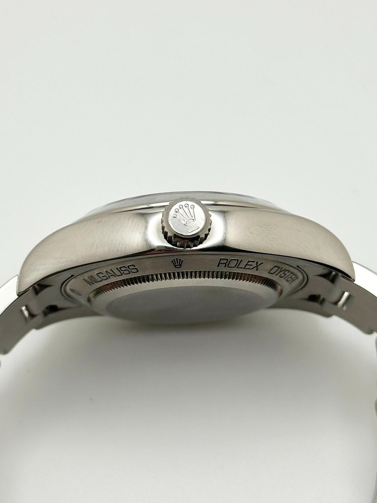 Men's Rolex Milgauss 116400 White Dial Orange Markers Stainless Steel 40mm For Sale