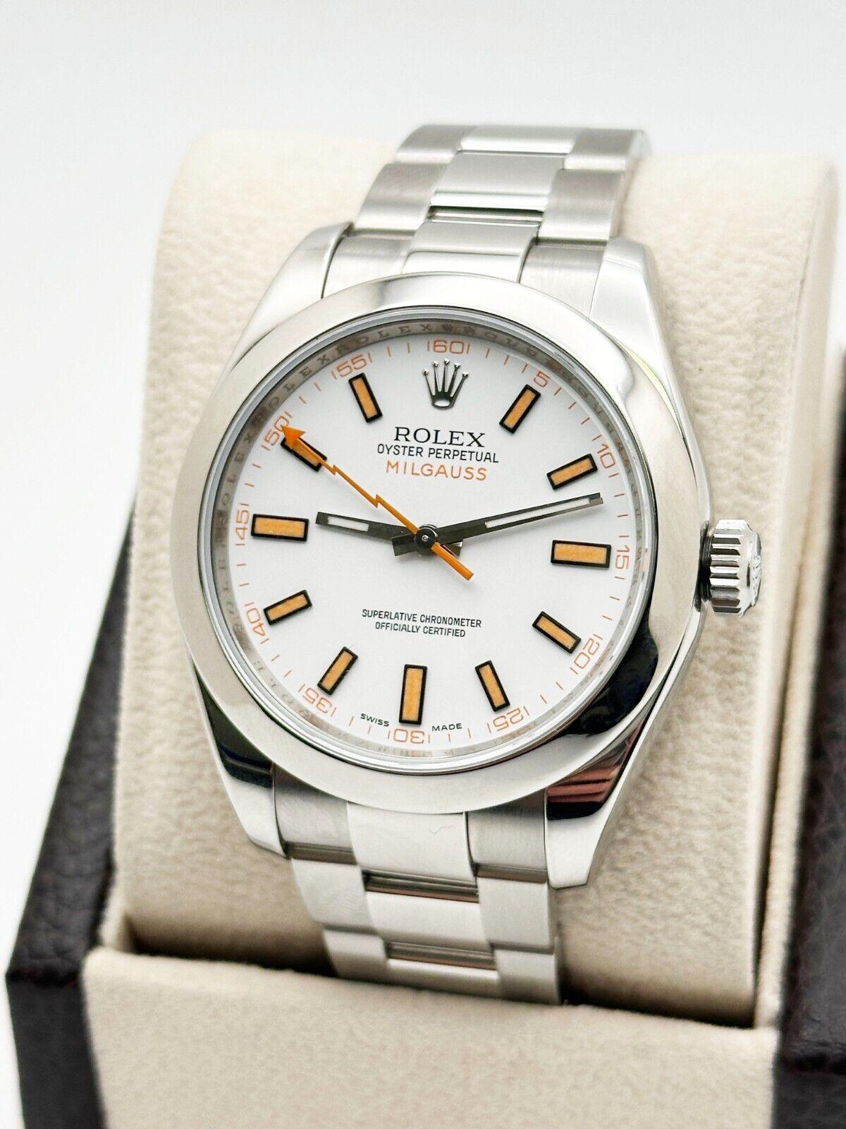 Rolex Milgauss 116400 White Dial Orange Markers Stainless Steel 40mm For Sale 1