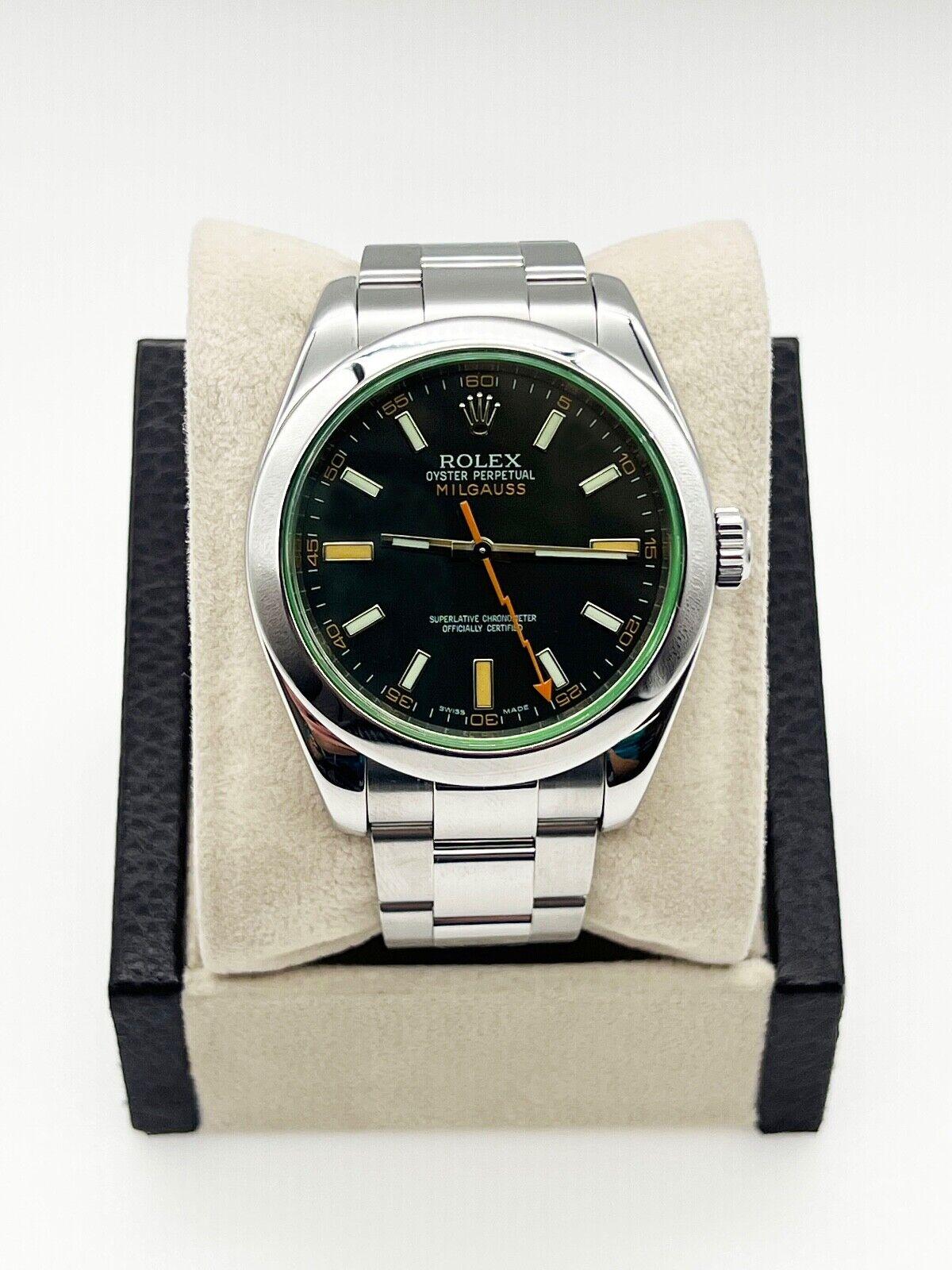 Rolex Milgauss 116400GV Black Dial Green Crystal Stainless Steel Box Paper 2