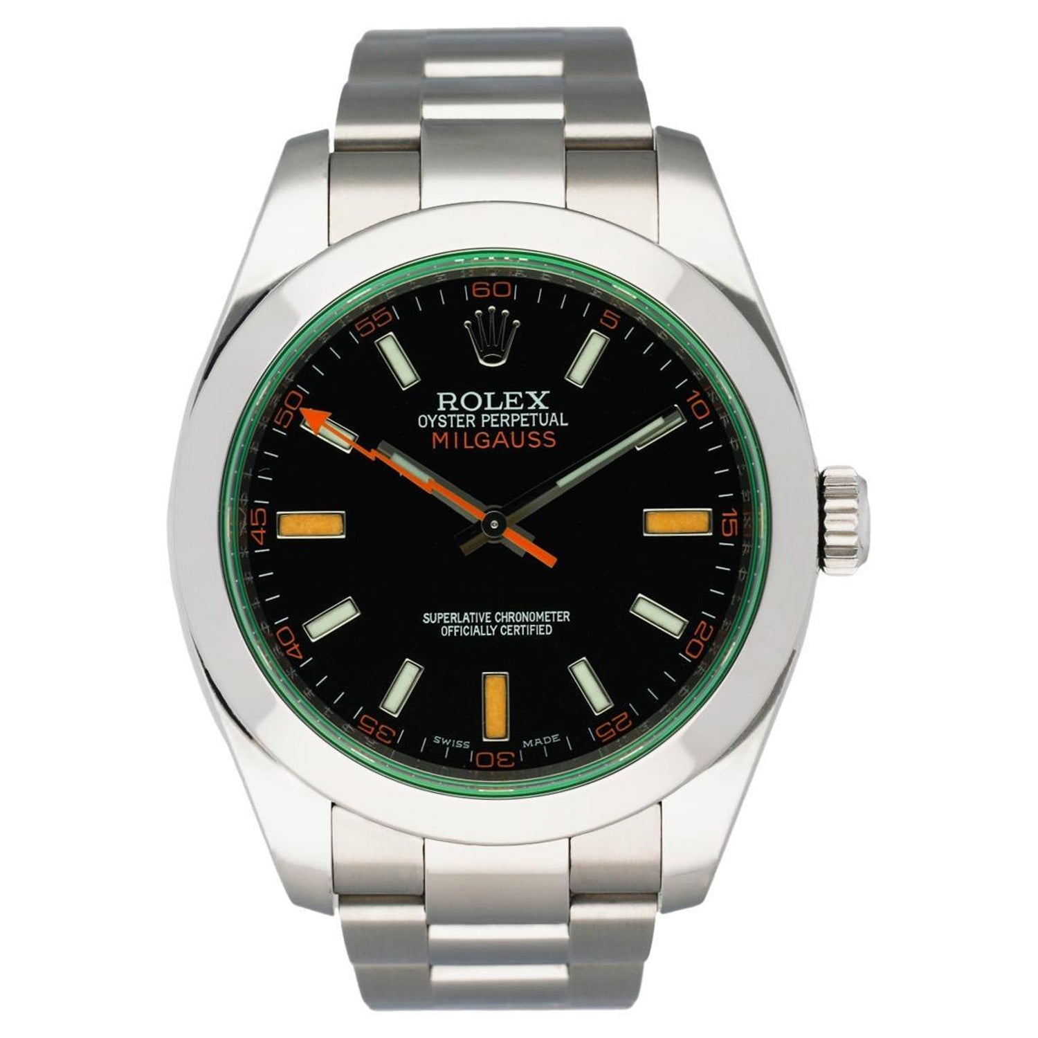 Rolex Milgauss 116400GV Black Dial Mens Watch Box and Papers at 1stDibs
