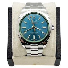 Used Rolex Milgauss 116400GV Green Crystal Blue Dial Stainless Steel 2015 Box Paper