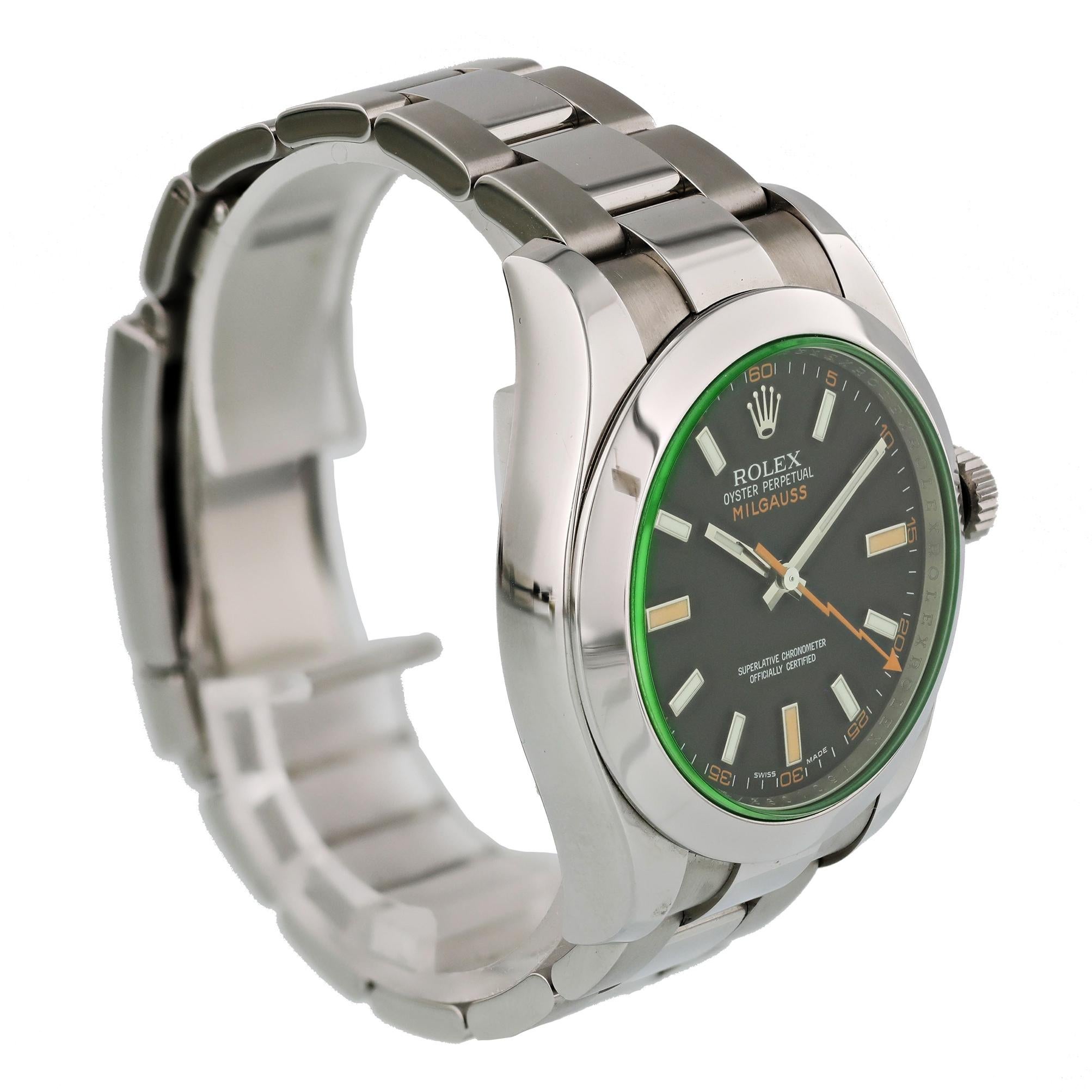 Rolex Milgauss 116400GV Men's Watch In Excellent Condition For Sale In New York, NY