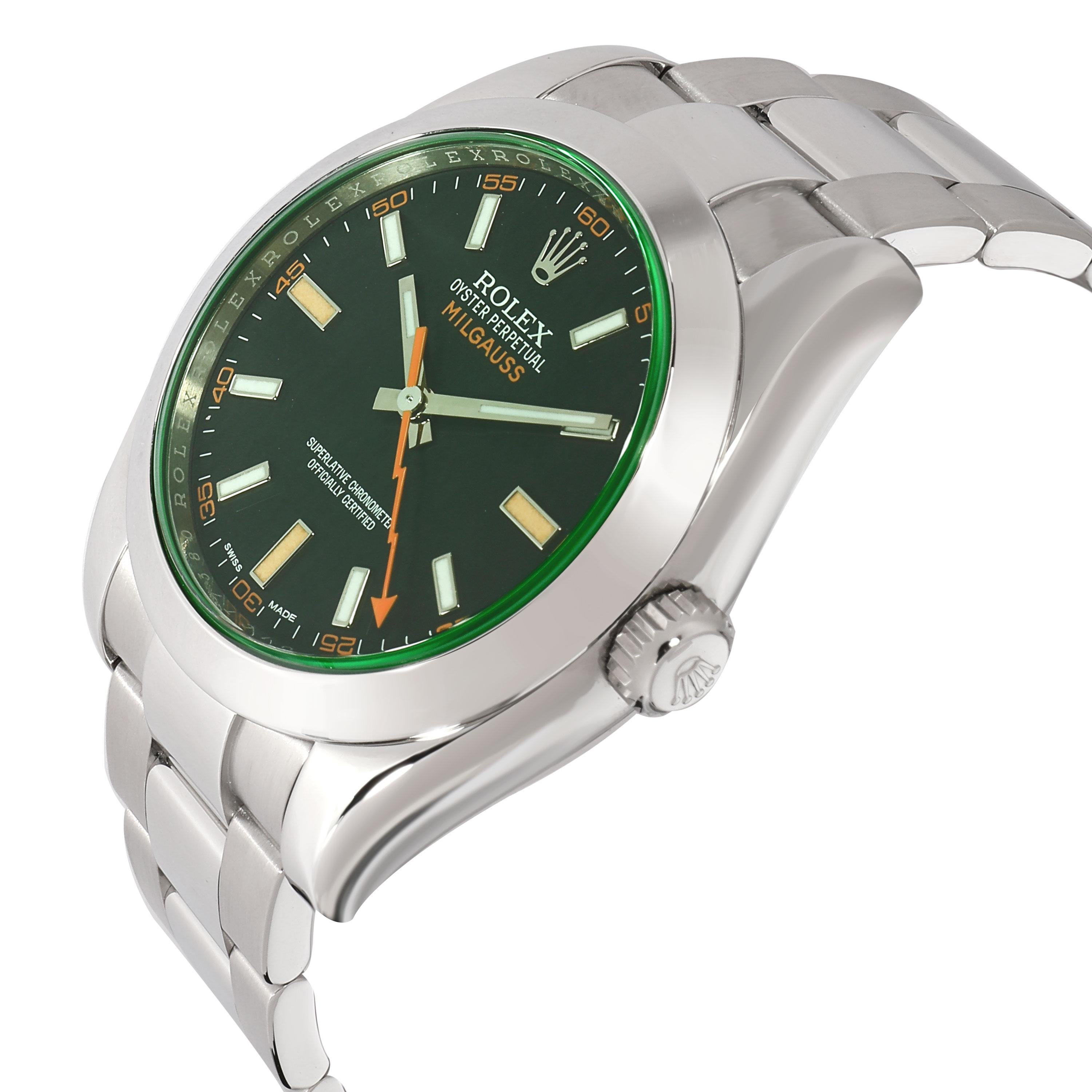 Rolex Milgauss 116400GV Men's Watch in Stainless Steel In Excellent Condition In New York, NY