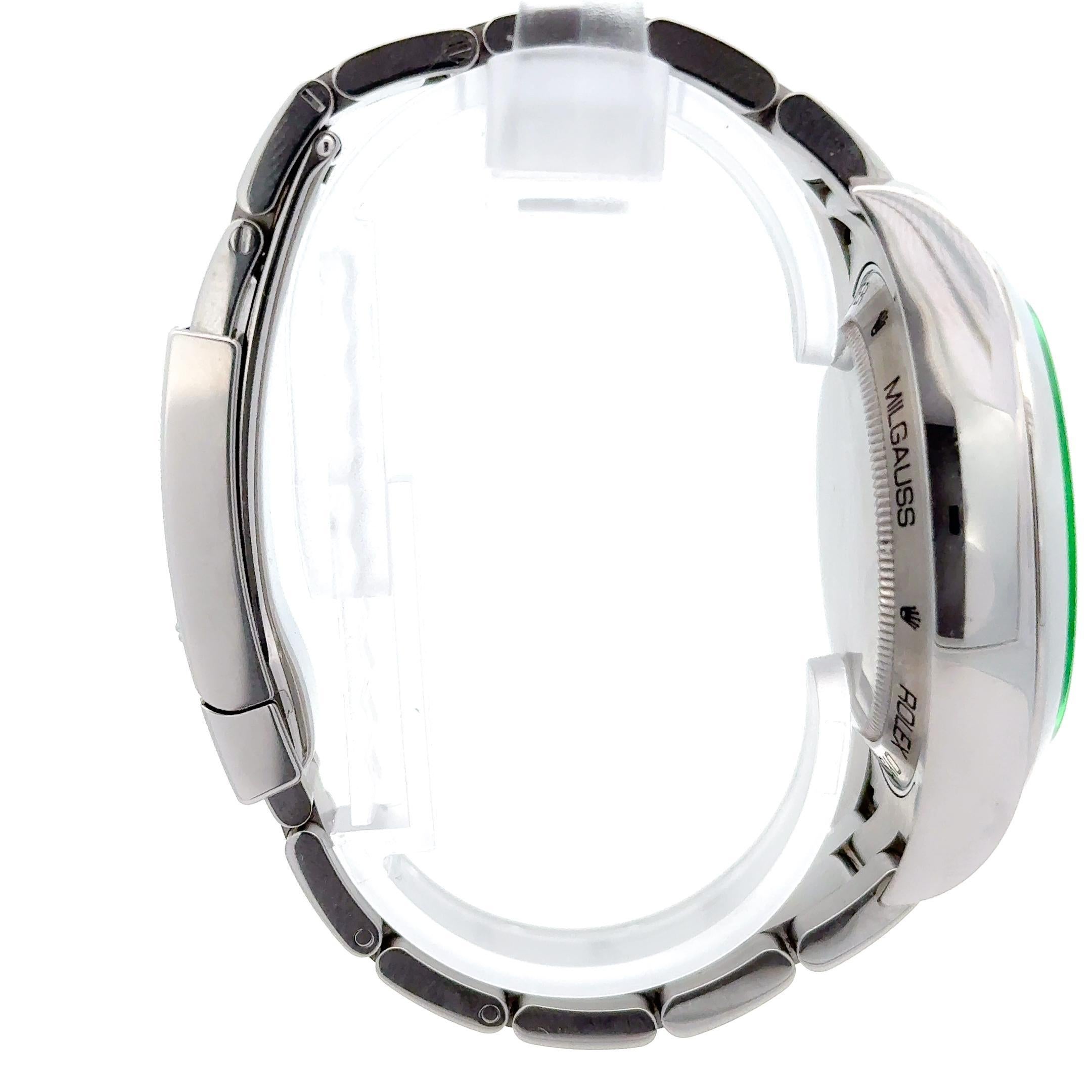 Rolex Milgauss 2021 Grüner Kristall 116400GV Uhr w / Karte und extra Link für Damen oder Herren im Angebot
