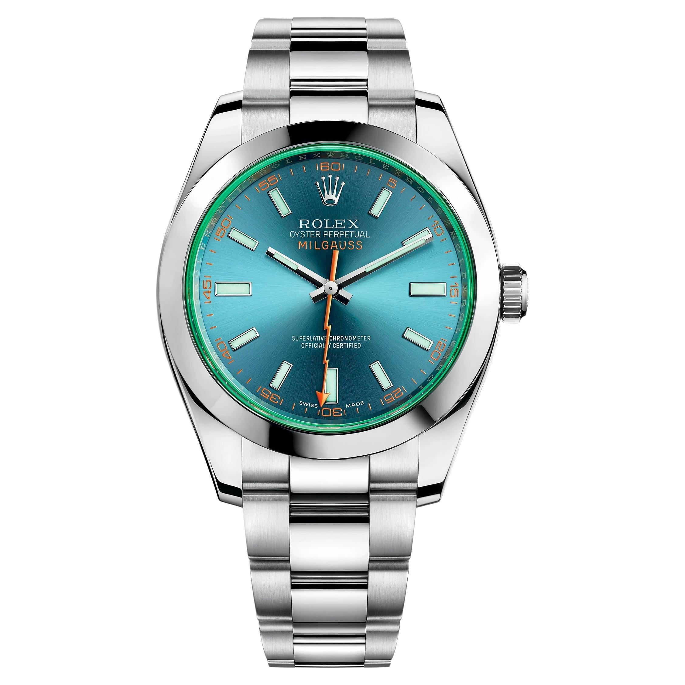 Rolex Milgauss Blue Dial 116400GV Stickered Unworn Watch Complete For Sale