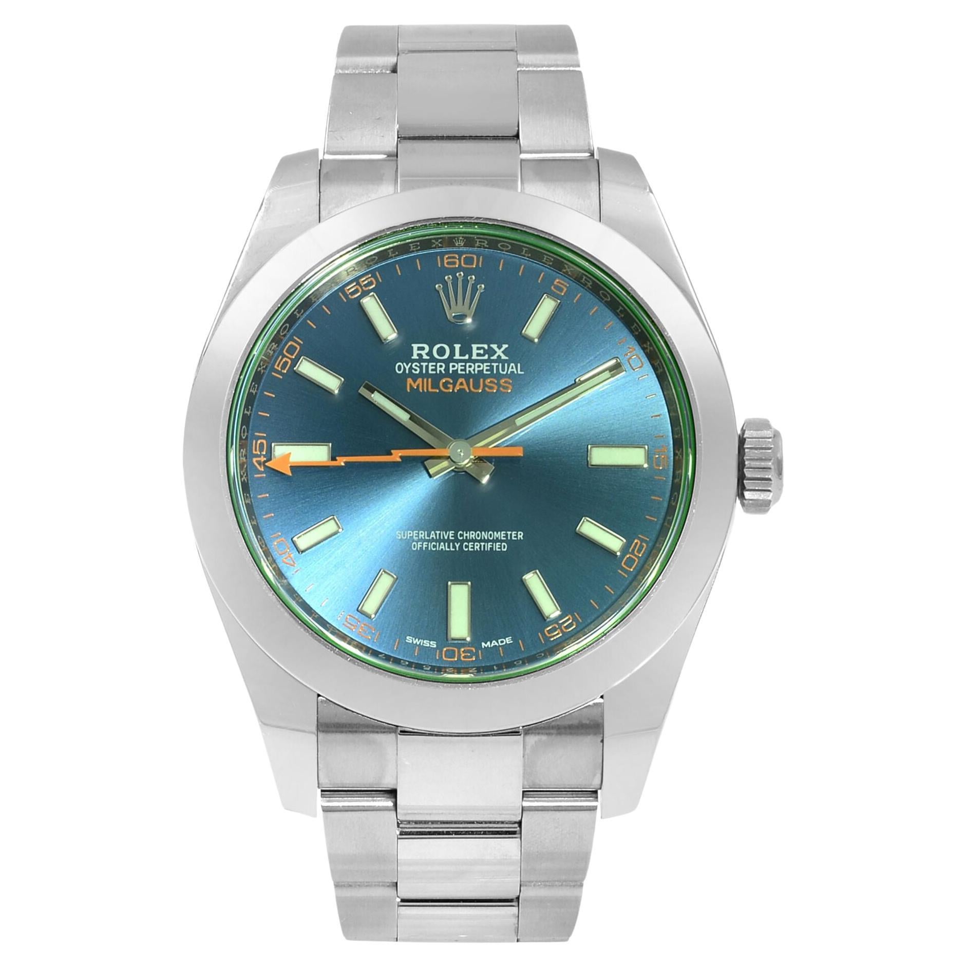 Rolex Milgauss 40 Stainless Steel Blue Dial Automatic Mens Watch 116400GV For Sale