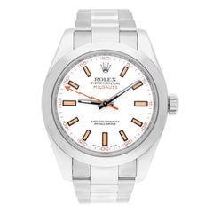 Rolex Milgauss 40mm 116400 Stainless Steel Men's Watch Oyster White Dial MINT