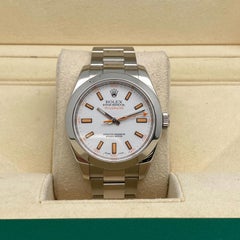 Rolex Milgauss 40mm 116400 Steel White Dial Automatic Men Watch Box Papers