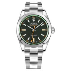 Rolex Milgauss 40mm Black Dial Green Crystal Stainless Steel Mens Watch 116400GV