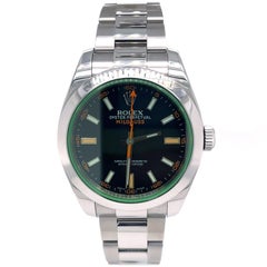 Rolex Milgauss Black Dial Green Crystal Stainless Steel Watch 116400GV