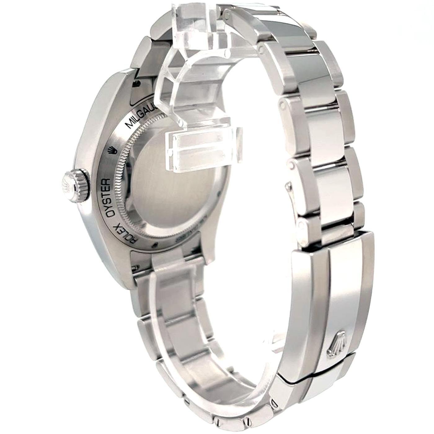 Women's or Men's Rolex Milgauss Black Dial Green Crystal Stainless Steel Watch 116400GV