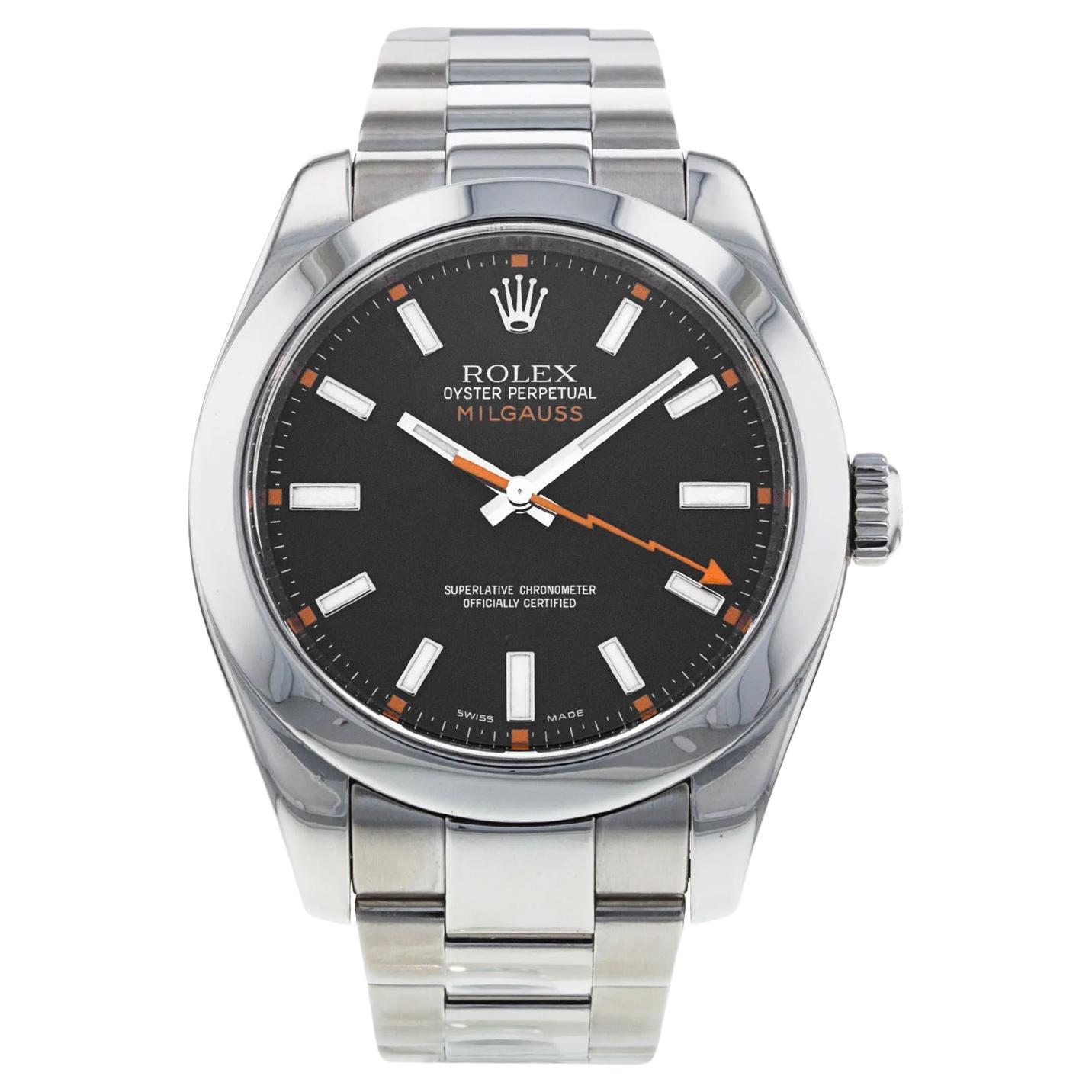Rolex Milgauss 40mm Black Dial Stainless Steel Automatic Oyster Men Watch 116400