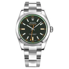 Used Rolex Milgauss Stainless Steel Black Dial Green Crystal Mens Watch 116400GV