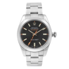 Rolex Milgauss Steel Black Dial Orange Hand Automatic Men Watch 116400