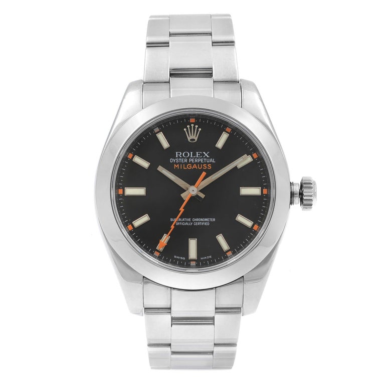 Rolex Milgauss Acciaio Quadrante Nero Lancetta Arancione Orologio