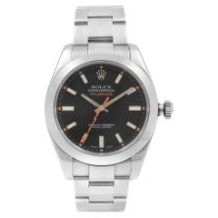 Rolex Milgauss 40mm Stahl Schwarzes Zifferblatt Orange Hand Automatik-Herrenuhr 116400