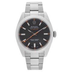 Rolex Milgauss Steel Black Dial Orange Hand Automatic Mens Watch 116400