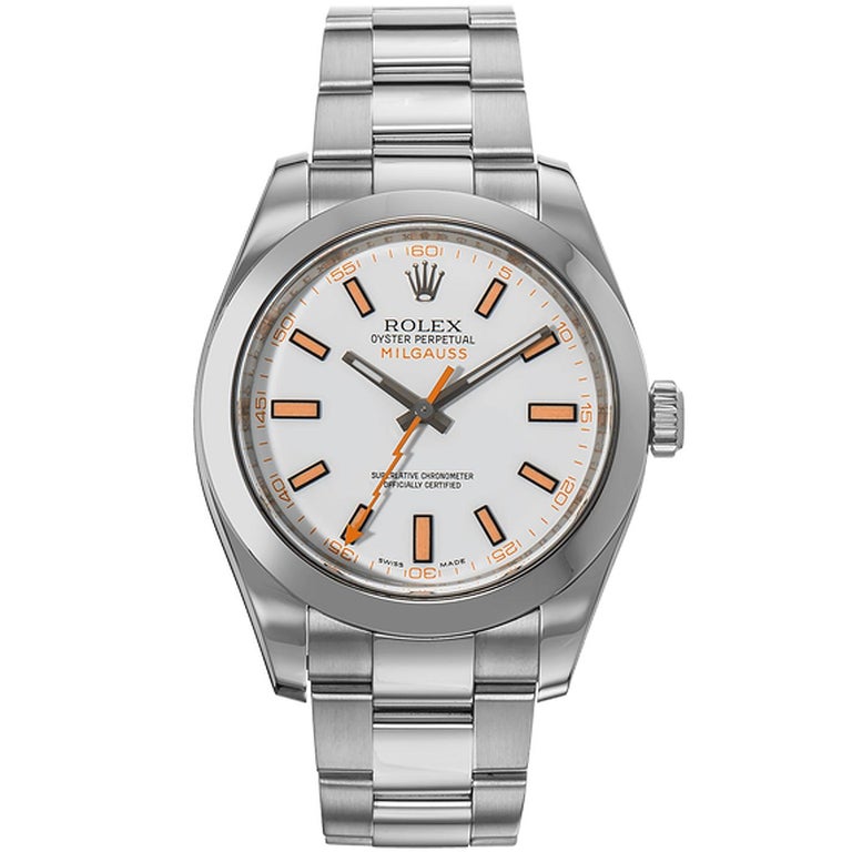 Rolex Milgauss White Stainless Steel Oyster Watch 116400