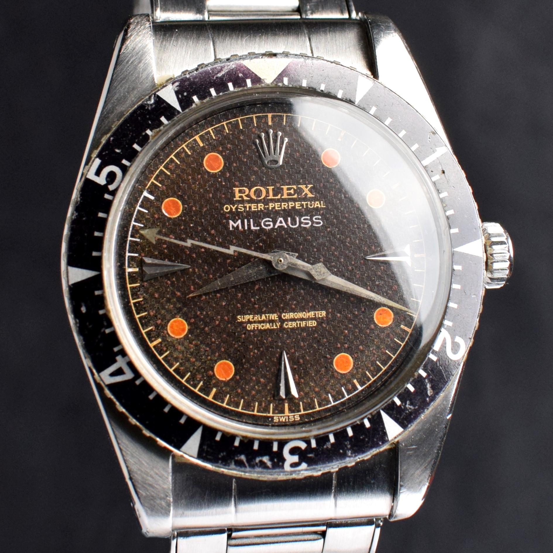 Rolex Milgauss Anti-Magnetic Tropical Honeycomb Dial 6541 Automatic Watch 1958 For Sale 1