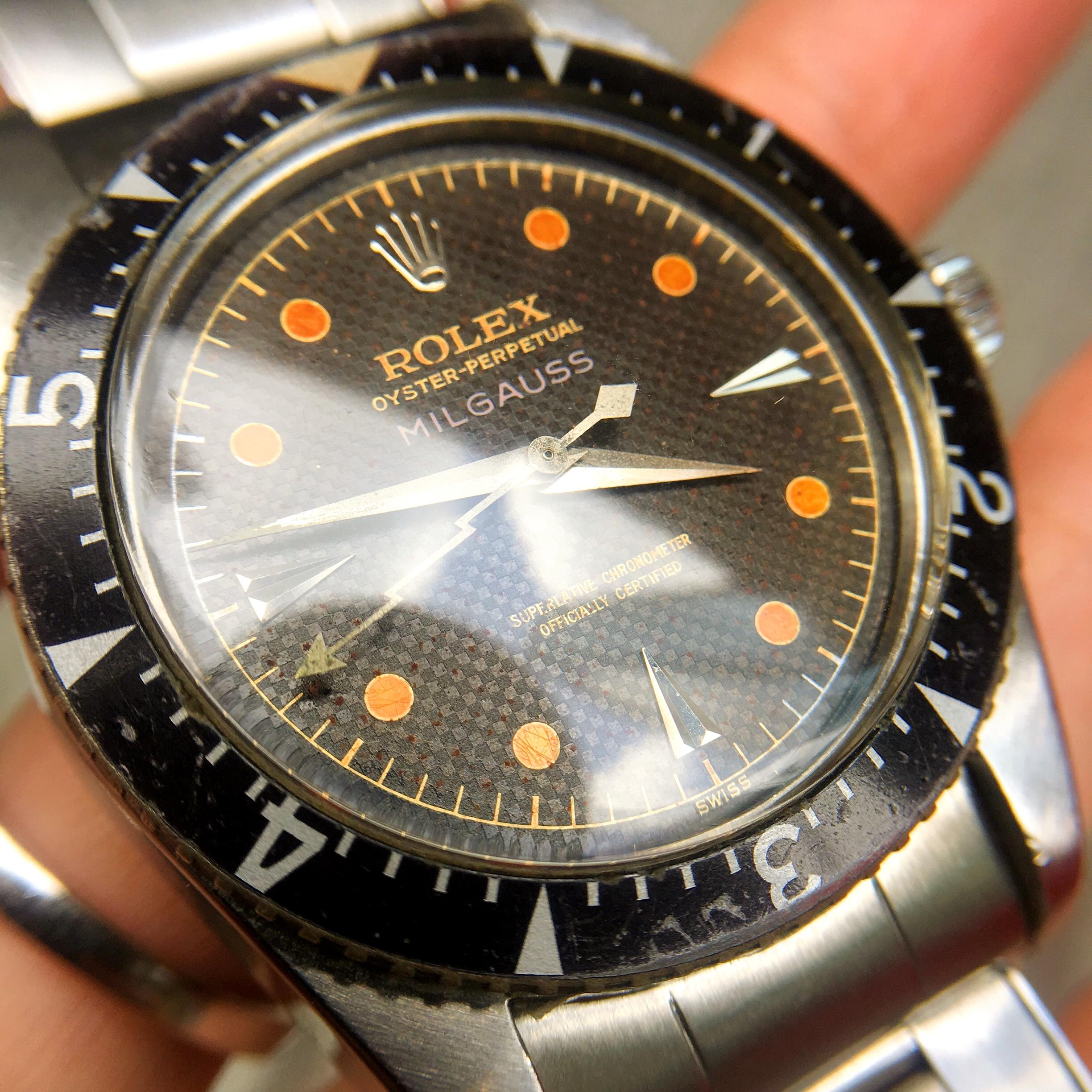Rolex Milgauss Anti-Magnetic Tropical Honeycomb Dial 6541 Automatic Watch 1958 For Sale 2