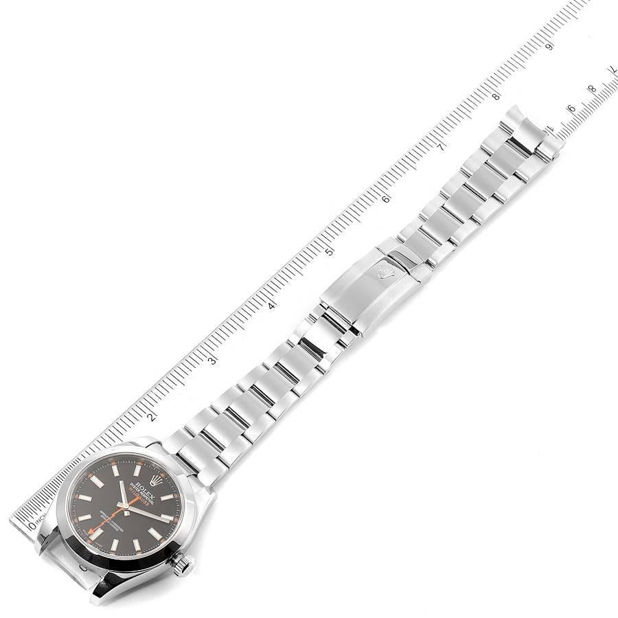 Rolex Milgauss Black Dial Domed Bezel Steel Men's Watch 116400 Box Card For Sale 7