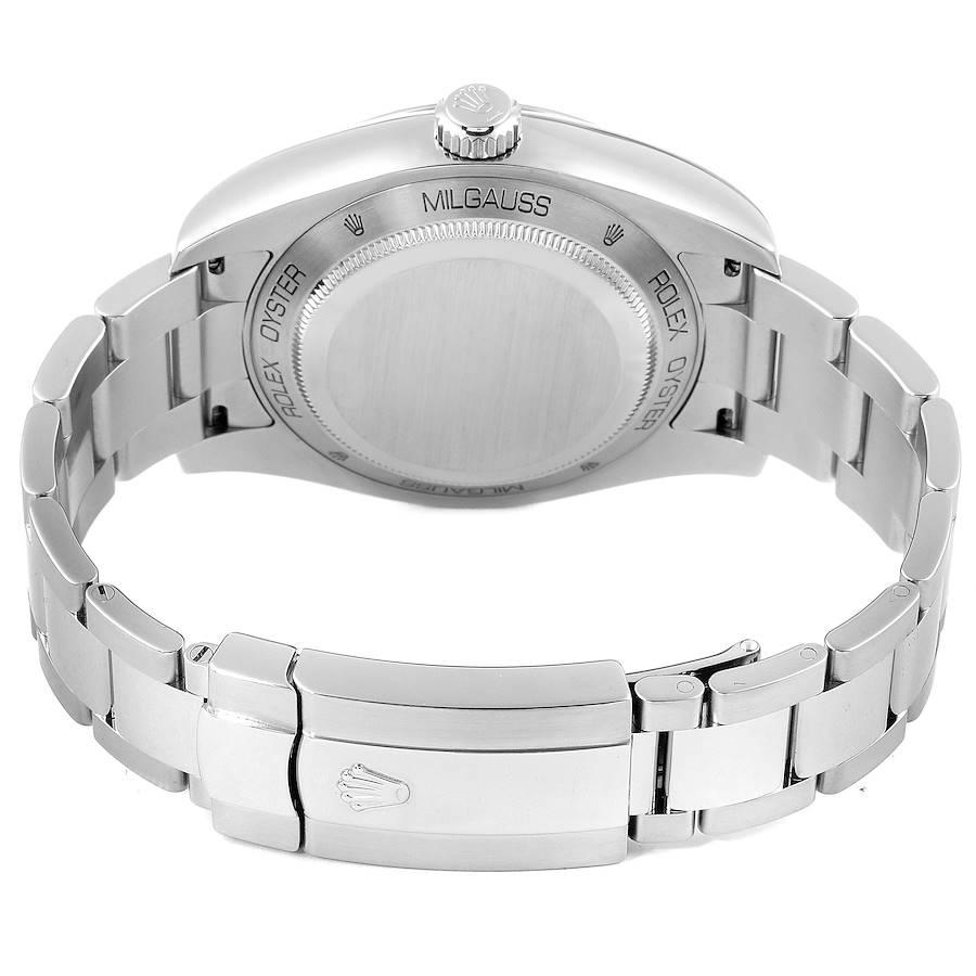 Rolex Milgauss Black Dial Domed Bezel Steel Men's Watch 116400 Box Card For Sale 6