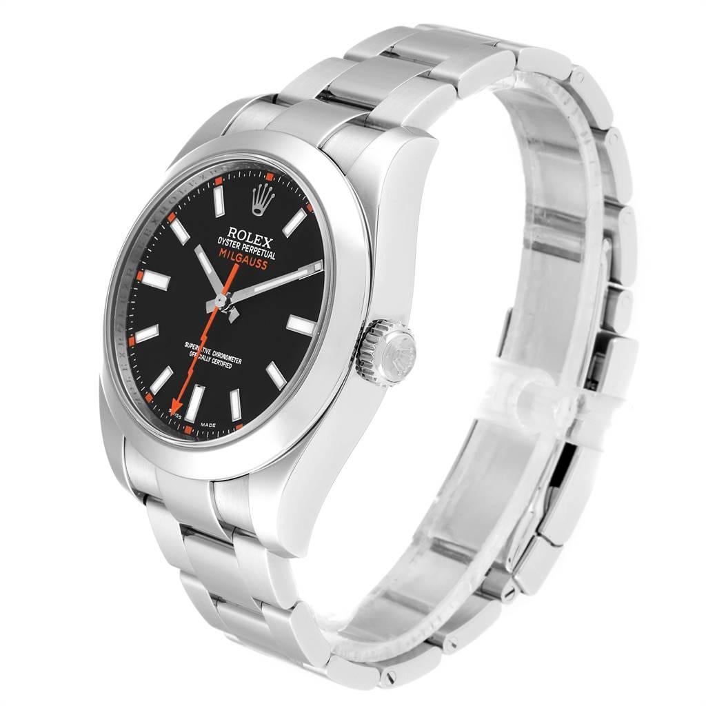 Men's Rolex Milgauss Black Dial Domed Bezel Steel Men’s Watch 116400