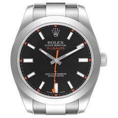 Rolex Milgauss Black Dial Domed Bezel Steel Mens Watch 116400