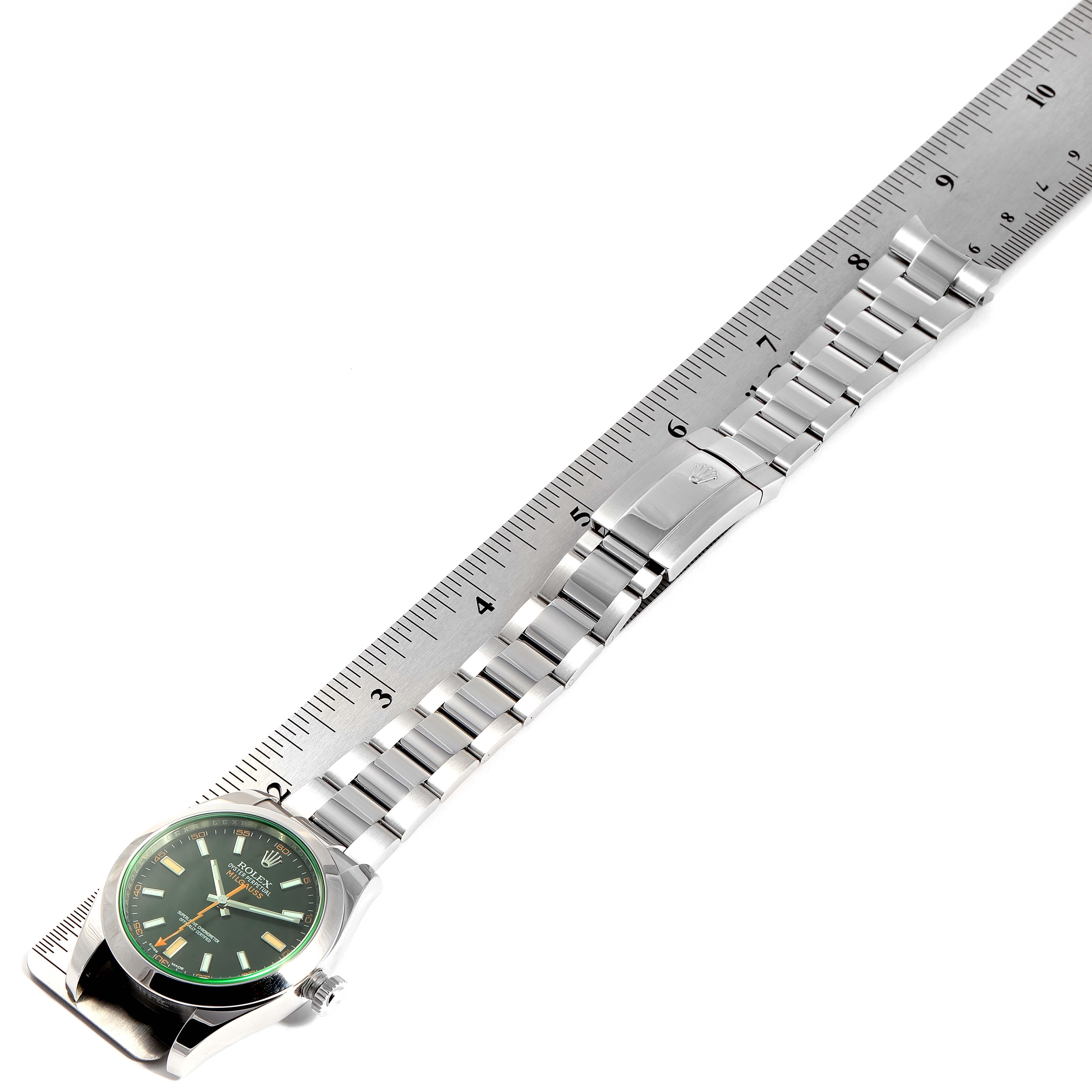Rolex Milgauss Black Dial Green Crystal Men’s Watch 116400V Box Card 4