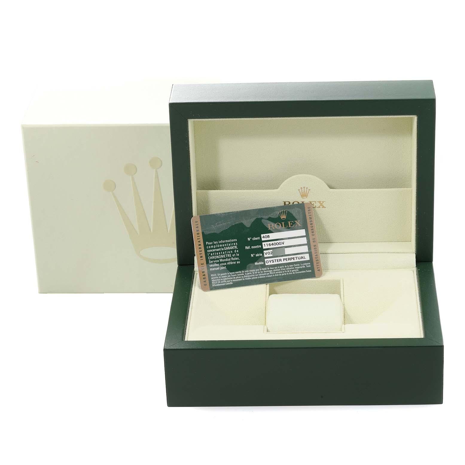 Rolex Milgauss Black Dial Green Crystal Steel Mens Watch 116400 Box Card 6