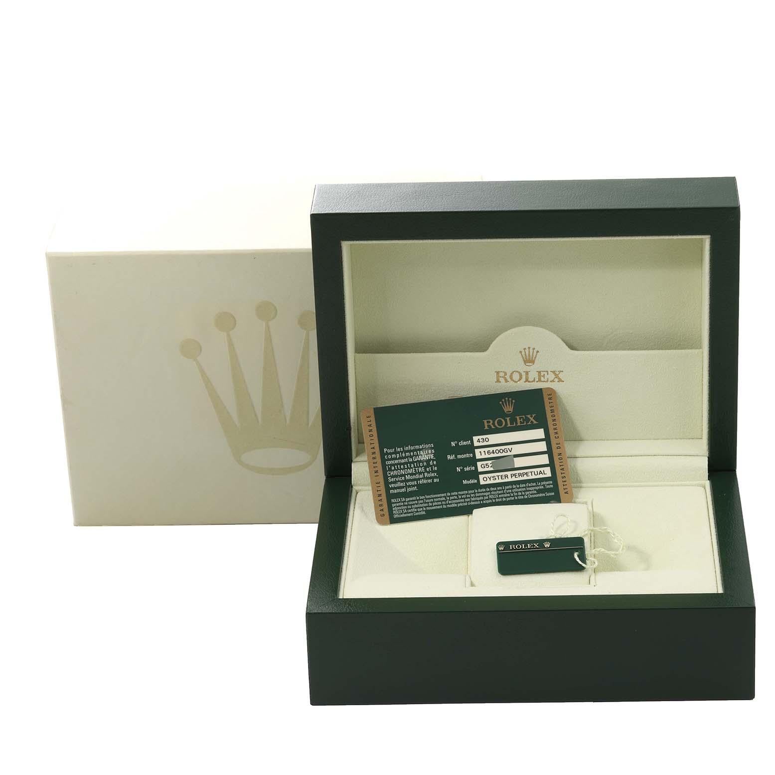 Rolex Milgauss Black Dial Green Crystal Steel Mens Watch 116400 Box Card For Sale 5