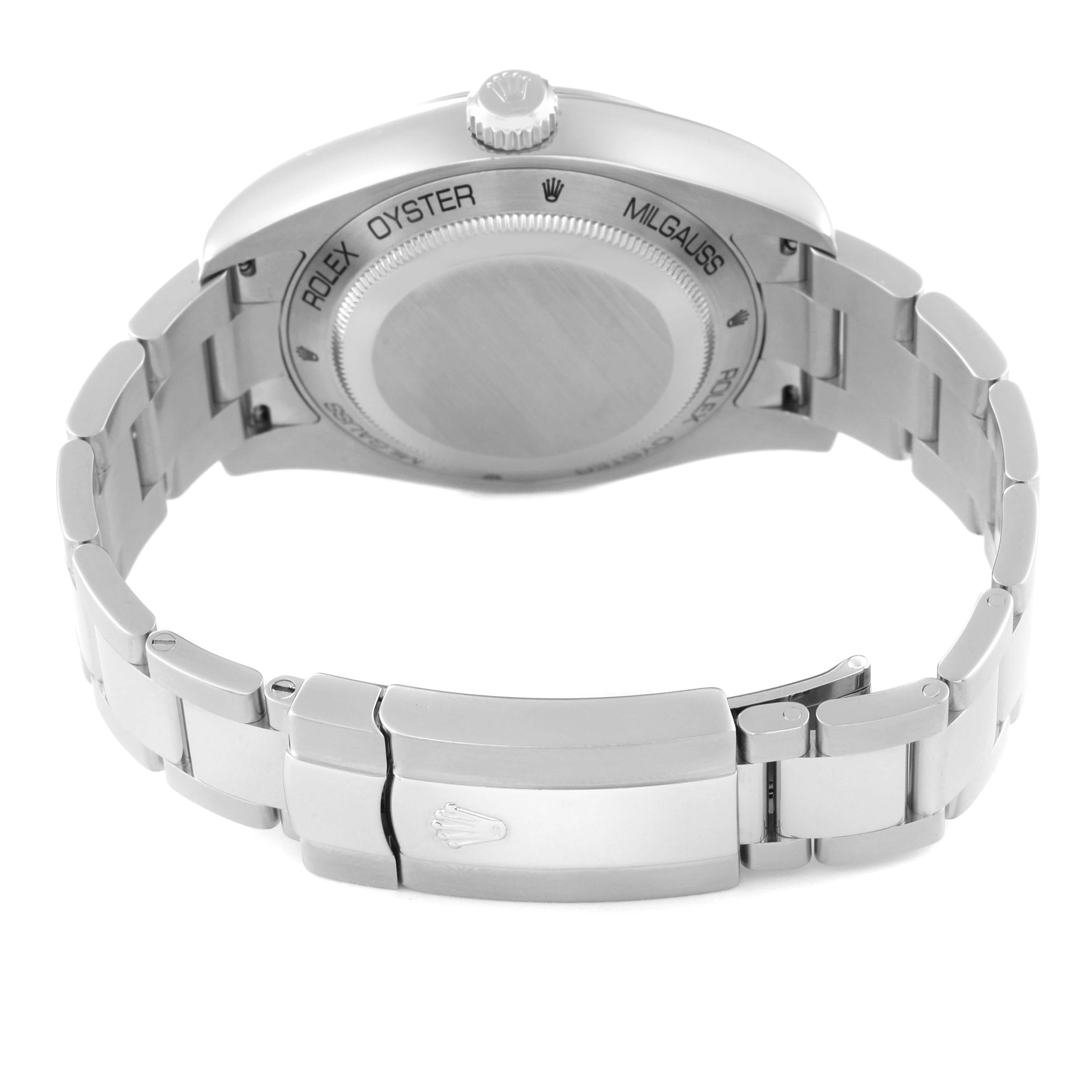 Rolex Milgauss Black Dial Green Crystal Steel Mens Watch 116400 For Sale 4