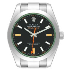 Rolex Milgauss Black Dial Green Crystal Steel Mens Watch 116400