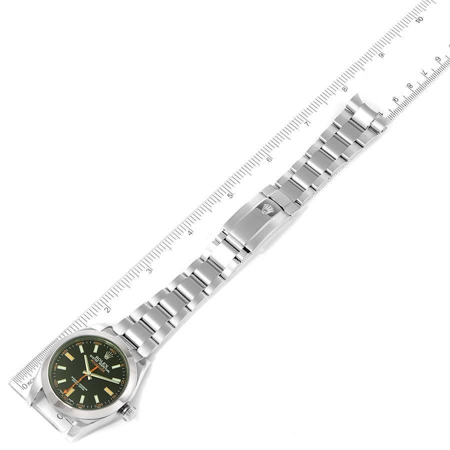Rolex Milgauss Black Dial Green Crystal Steel Mens Watch 116400GV 5