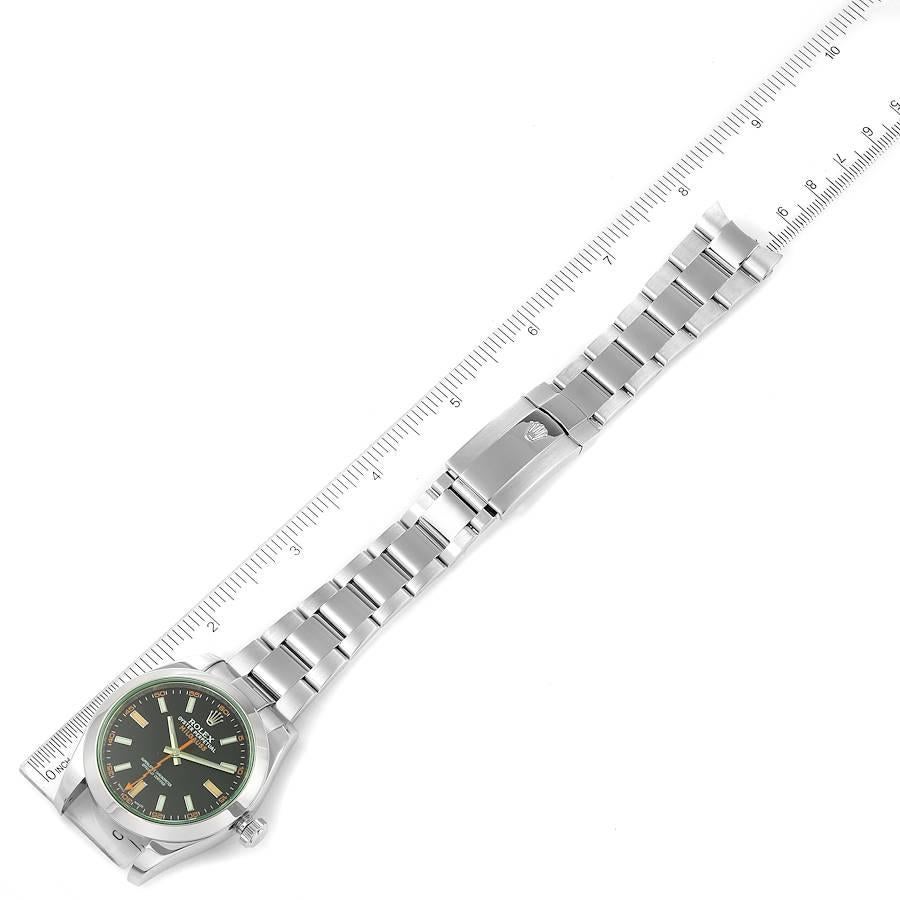 Rolex Milgauss Black Dial Green Crystal Steel Mens Watch 116400V Box Card 6