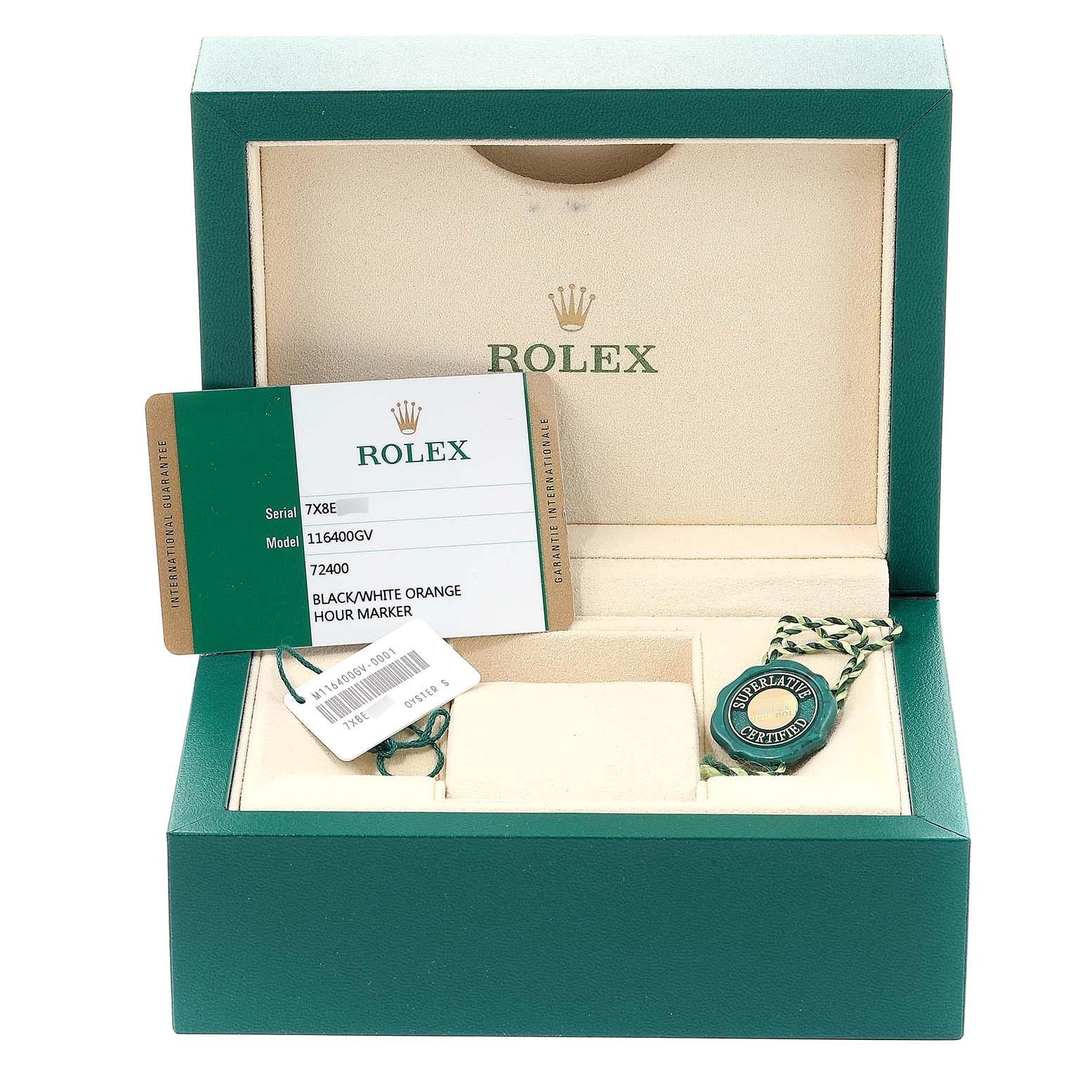 Rolex Milgauss Black Dial Green Crystal Steel Men's Watch 116400V Box Card For Sale 6