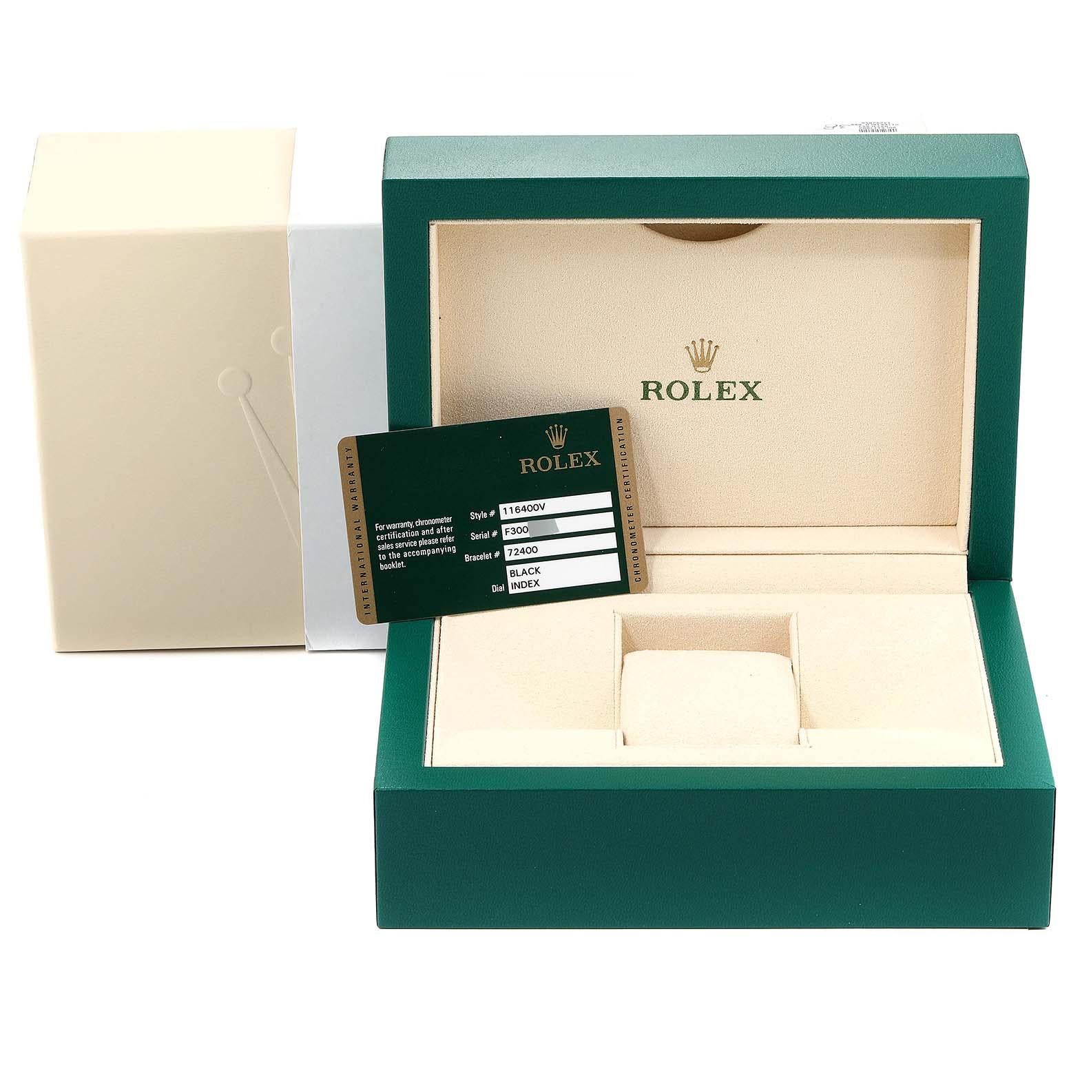 Rolex Milgauss Black Dial Green Crystal Steel Men's Watch 116400V Box Card For Sale 9
