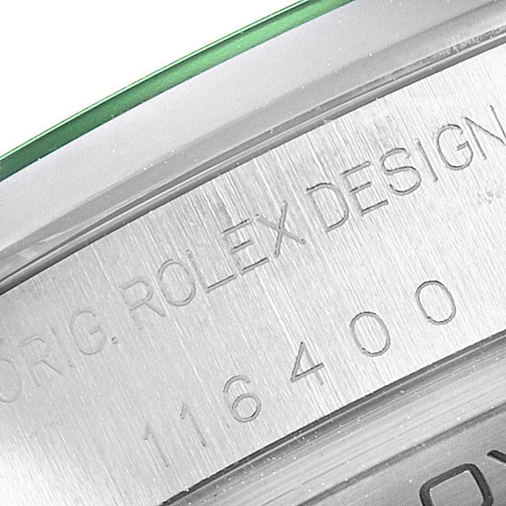 Rolex Milgauss Black Dial Green Crystal Steel Men's Watch 116400V Box Card For Sale 4