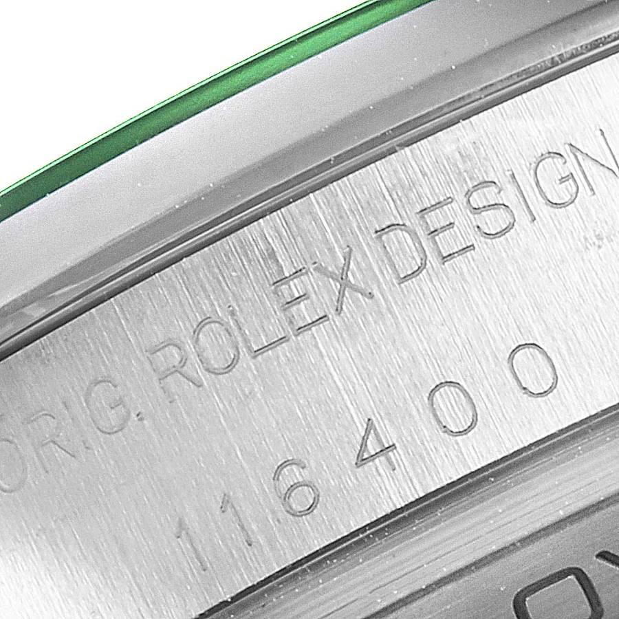 Rolex Milgauss schwarzes Zifferblatt grün Kristall Stahl Herrenuhr 116400V Box Karte im Angebot 4