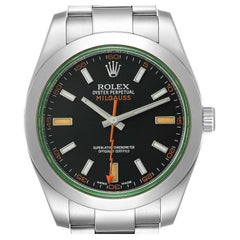 Rolex Milgauss Quadrante Nero Cristallo Verde Acciaio Orologio Uomo 116400V Scheda Scatola