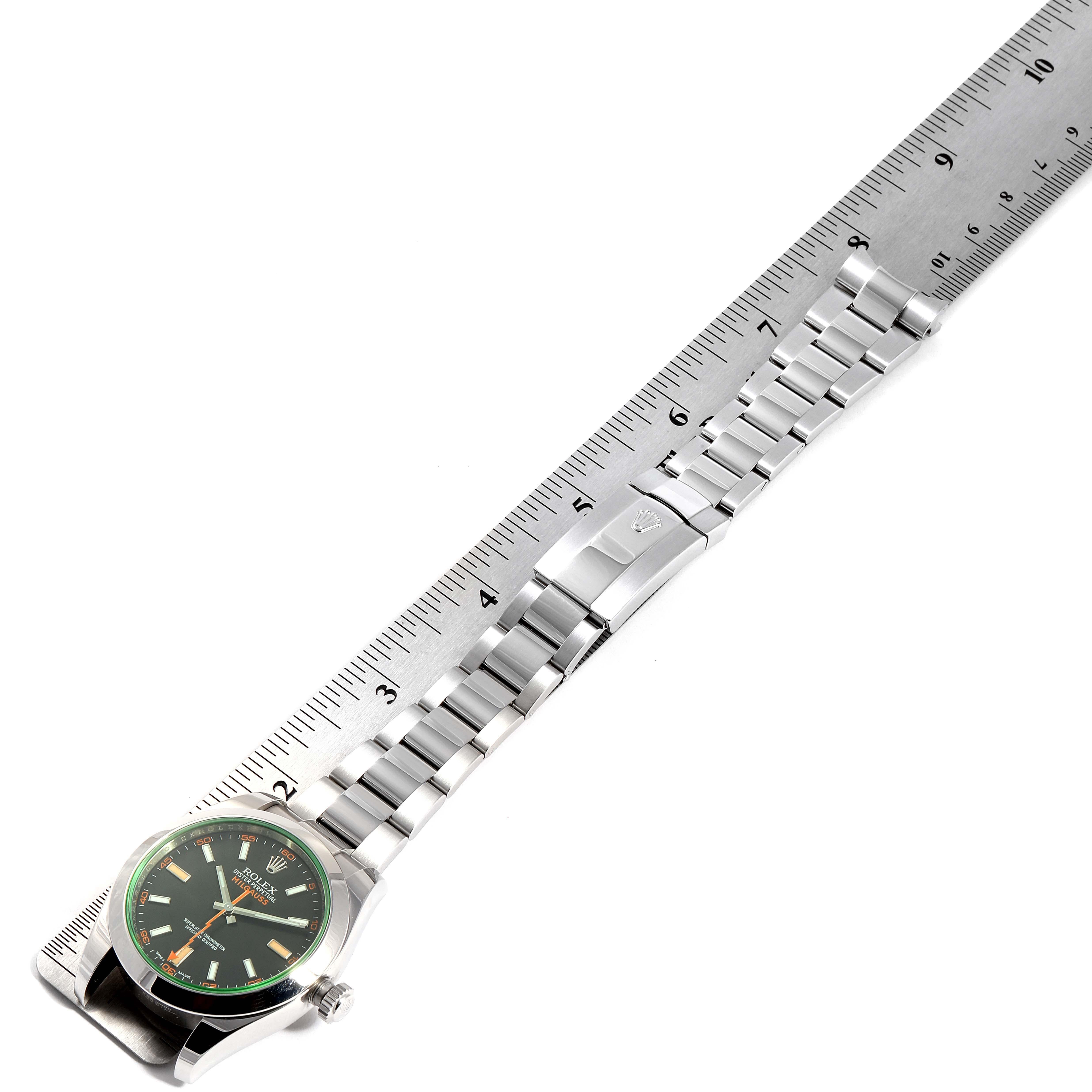 Rolex Milgauss Black Dial Green Crystal Steel Men's Watch 116400V 6