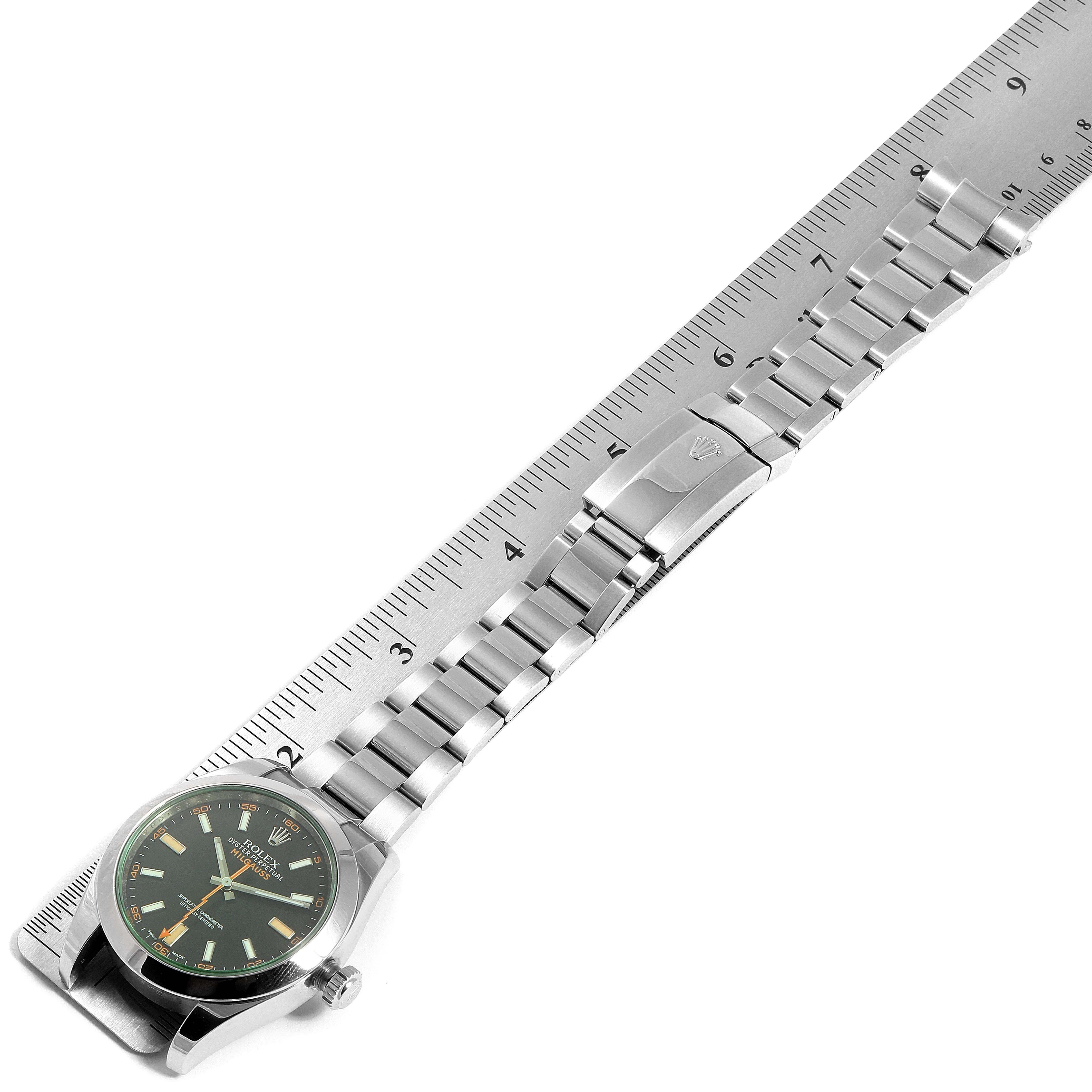 Rolex Milgauss Black Dial Green Crystal Steel Men’s Watch 116400V For Sale 5