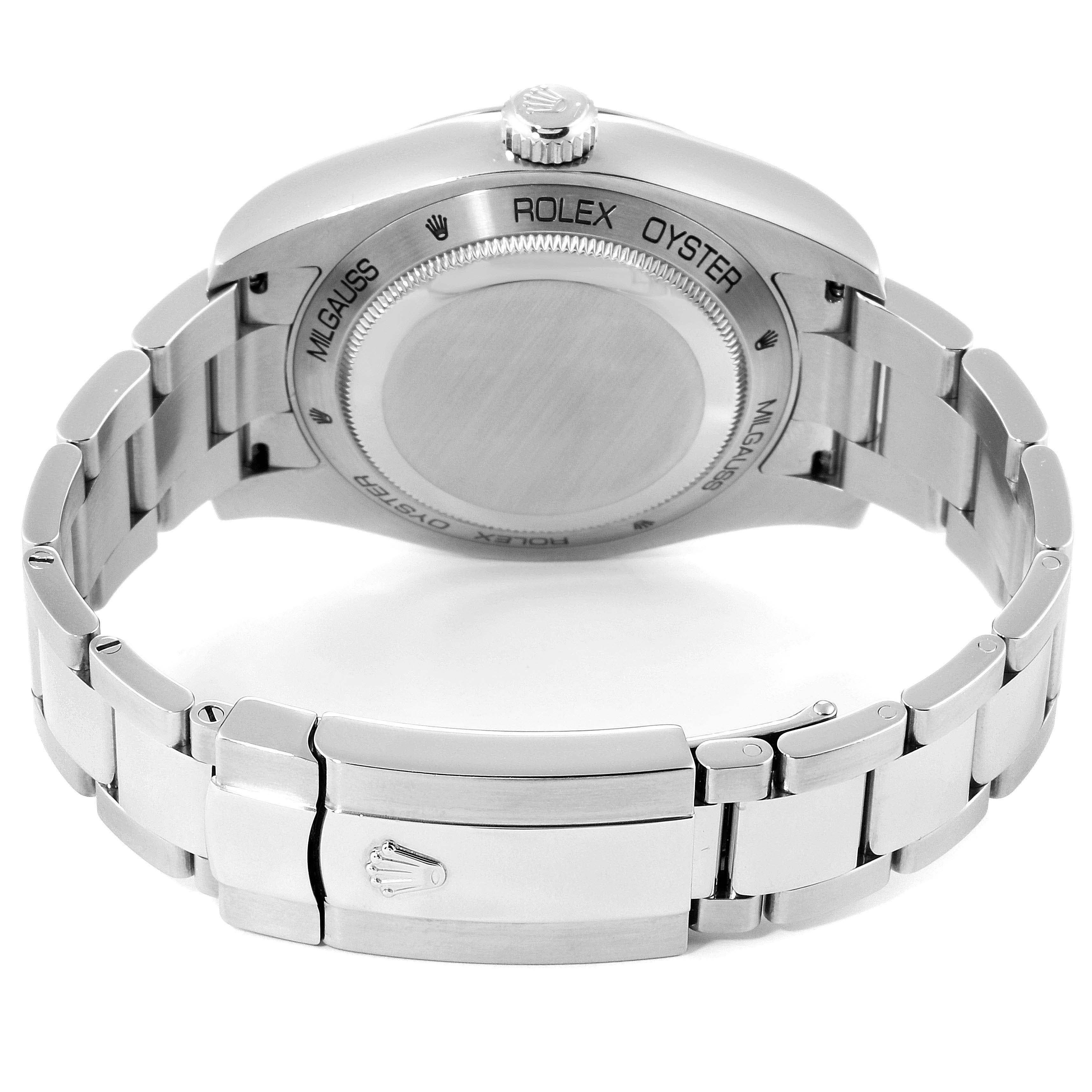 Rolex Milgauss Black Dial Green Crystal Steel Men’s Watch 116400V For Sale 4