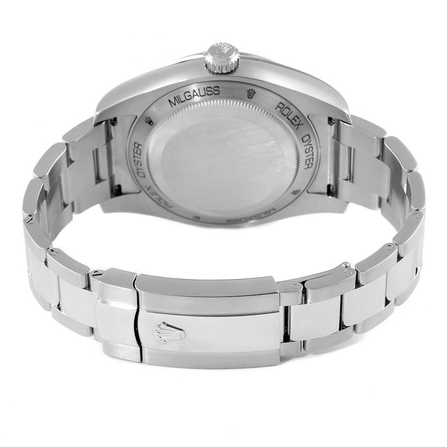 Rolex Milgauss Black Dial Green Crystal Steel Mens Watch 116400V For Sale 5